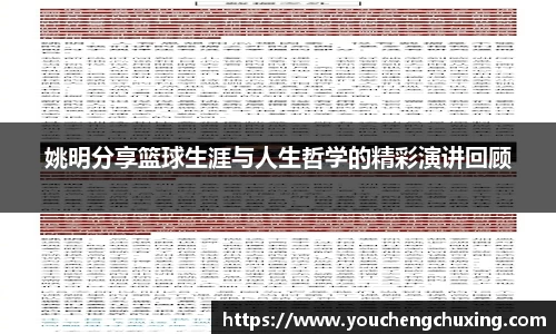 姚明分享篮球生涯与人生哲学的精彩演讲回顾