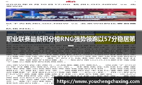 职业联赛最新积分榜RNG强势领跑以57分稳居第一